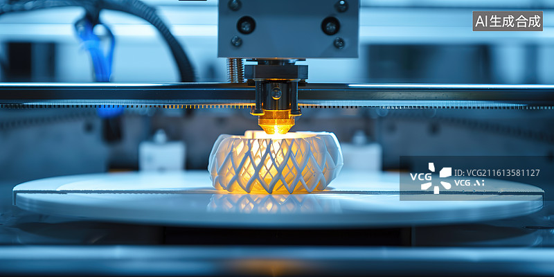 【AI数字艺术】未来实验室3D打印机工作场景图片素材