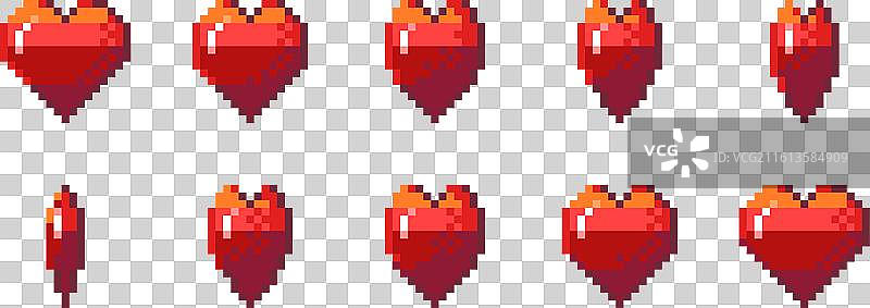 像素心形动画 复古 8位游戏精灵图片素材