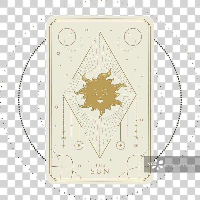 塔罗牌大阿卡纳太阳牌图片素材