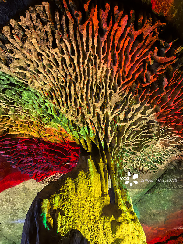 福建龙岩龙硿洞钟乳石地质形态特写图片素材