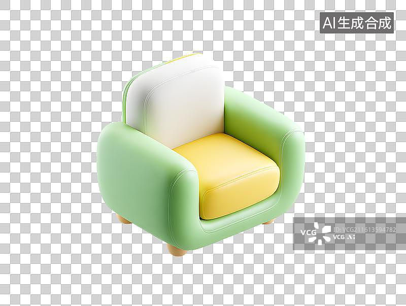 【AI数字艺术】一个绿色卡通单人沙发图片素材