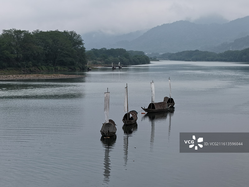 古堰画乡旅游度假区龙泉溪帆船欧江帆影山水水墨美景图片素材