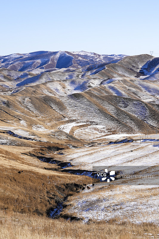 内蒙古乌兰察布去往呼和浩特红石崖景区的途中美景图片素材