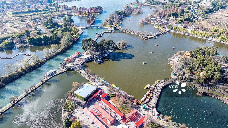 1月昆明滇池大观公园航拍图片素材