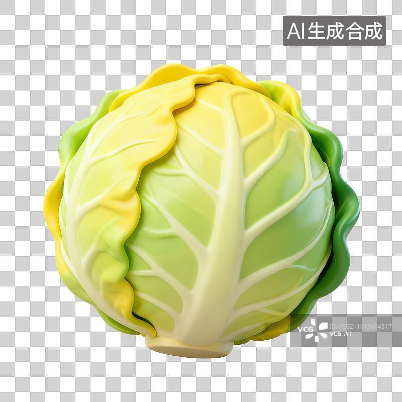 【AI数字艺术】3D二十四节气立冬轻拟物圆白菜元素图片素材