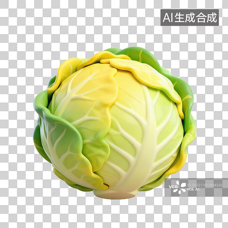 【AI数字艺术】3D二十四节气立冬轻拟物圆白菜元素图片素材
