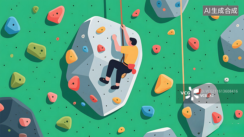 【AI数字艺术】攀岩馆背景抱石攀岩挑战极限图片素材