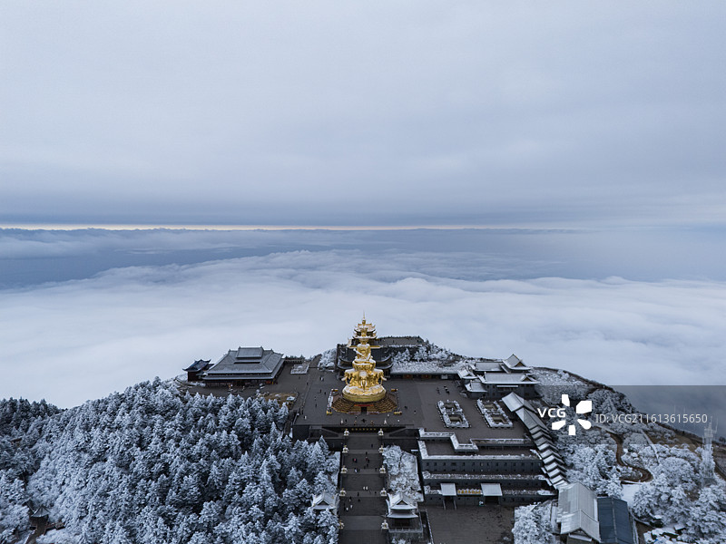 四川峨眉山风景名胜区冬季风景航拍图片素材