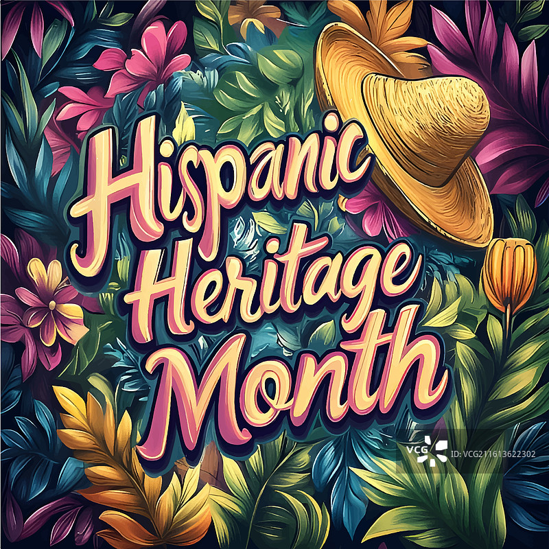充满活力的书法，彰显西班牙裔文化传承月图片素材
