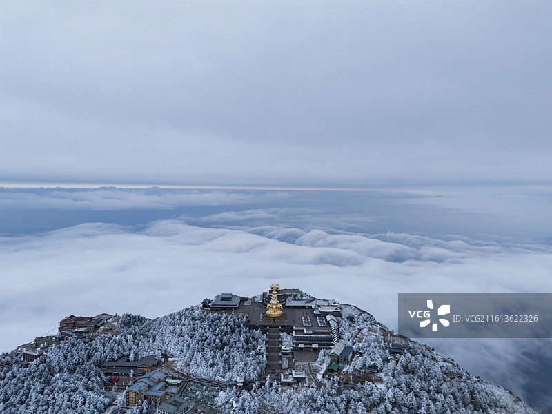 四川峨眉山风景名胜区冬季风景航拍图片素材