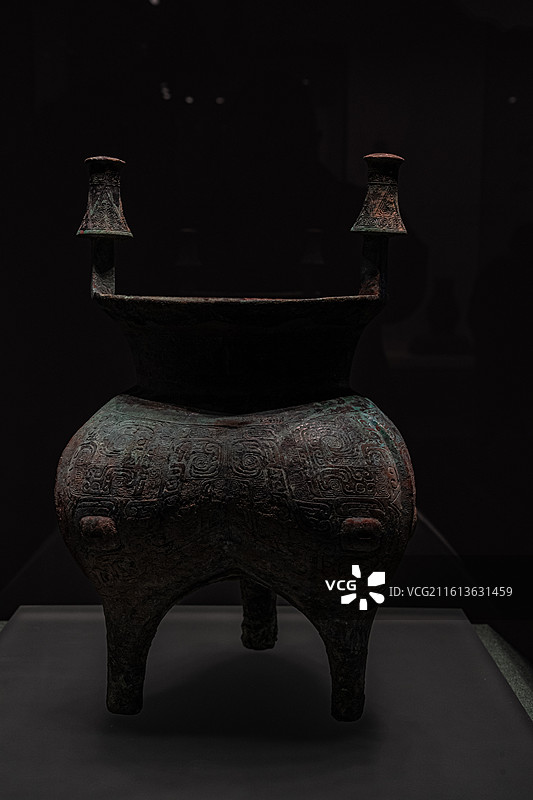 商代 兽面纹斝 吉金韫史 浙江大学艺术与考古博物 青铜器精品展图片素材