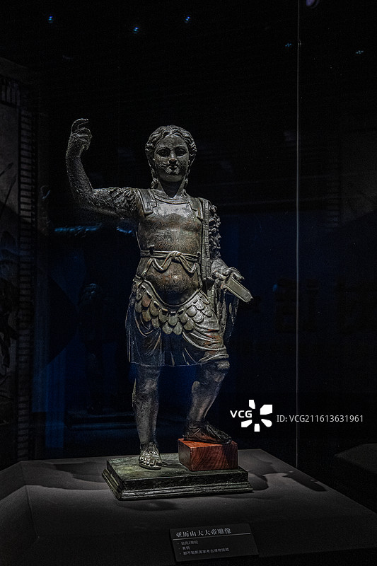 公元1世纪 亚历山大大帝雕像 杭州西湖博物馆 对话庞贝 那不勒斯国家考古博物馆 庞贝文物展图片素材