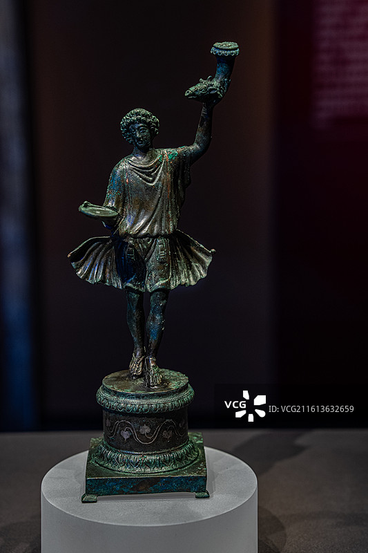 公元1世纪 拉瑞斯小雕像 杭州西湖博物馆 对话庞贝 那不勒斯国家考古博物馆 庞贝文物展图片素材