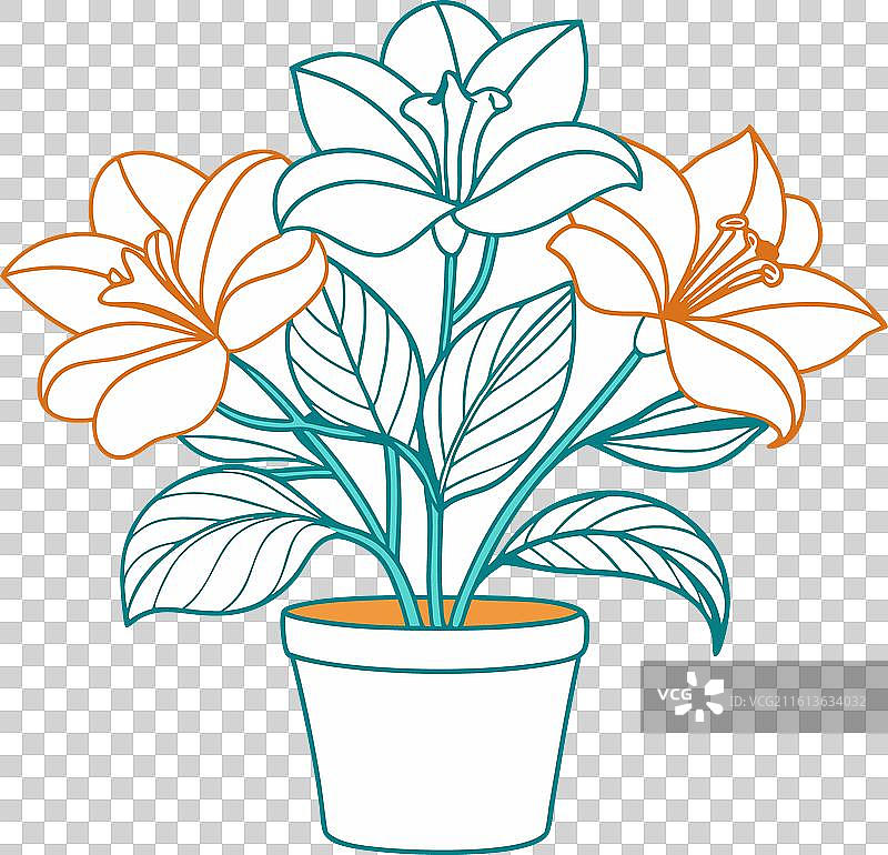 带盆栽剪影的爱丽丝花图片素材