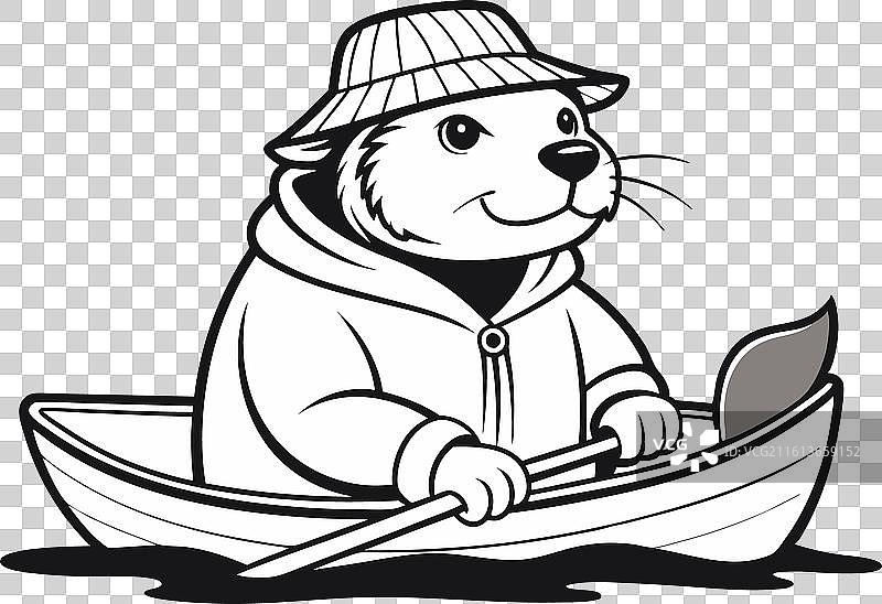 一只海狸戴着冰钓帽图片素材