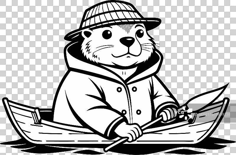 戴着冰钓帽的海狸图片素材