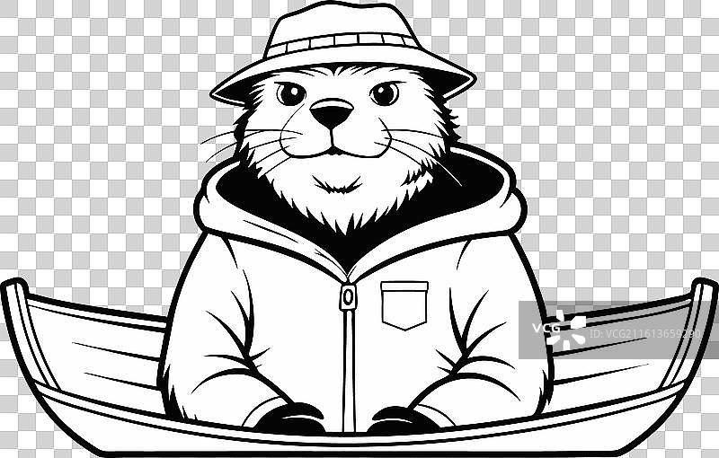 戴着冰钓帽子的海狸图片素材