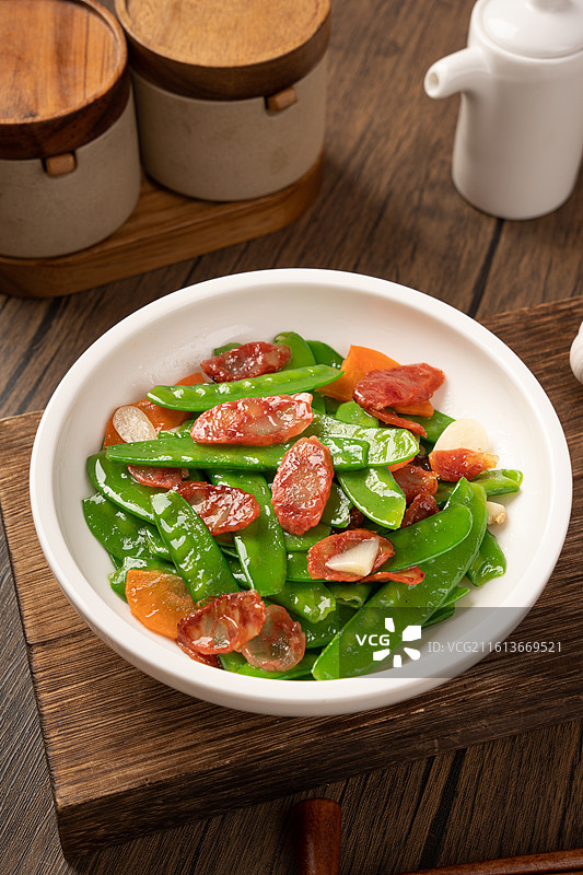荷兰豆炒腊肉图片素材