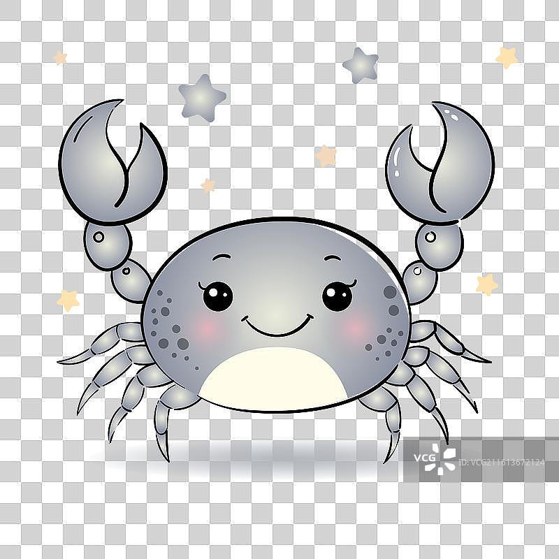 灰蓝色卡通螃蟹图片素材