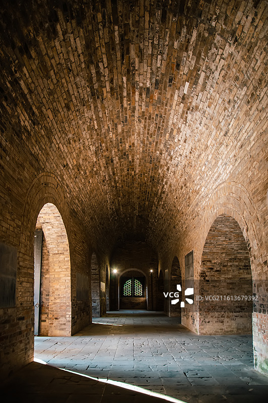江苏南京钟山风景名胜区灵谷寺无梁殿古建筑室内景观图片素材