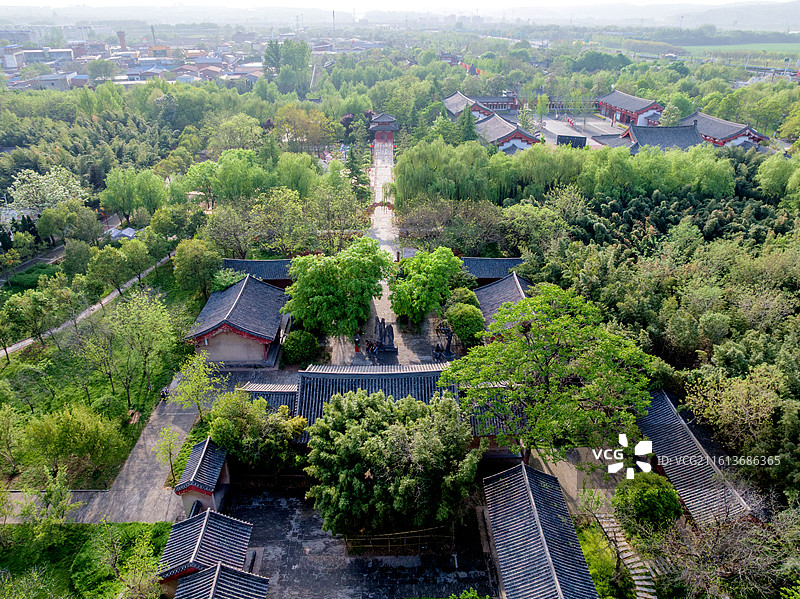 中国河南郑州巩义杜甫故里文化园航拍风光图片素材