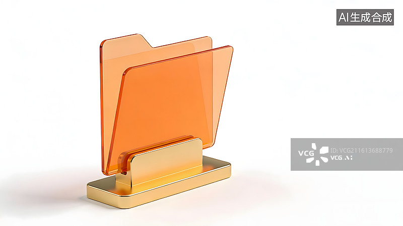 【AI数字艺术】橙色文件夹与金色底座图片素材