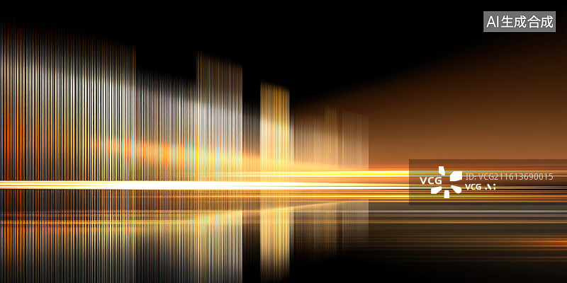 【AI数字艺术】黑金配色抽象光栅效果现代主义科技背景图片素材
