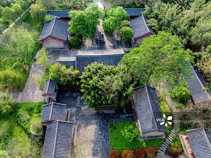 中国河南郑州巩义杜甫故里文化园航拍风光图片素材