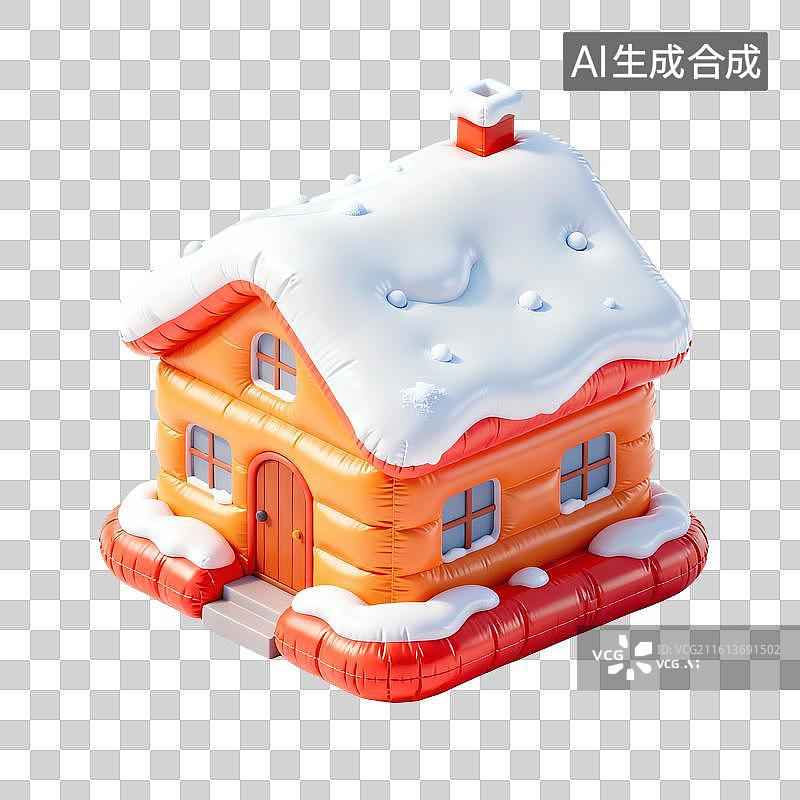 【AI数字艺术】冬天房子插画图片素材