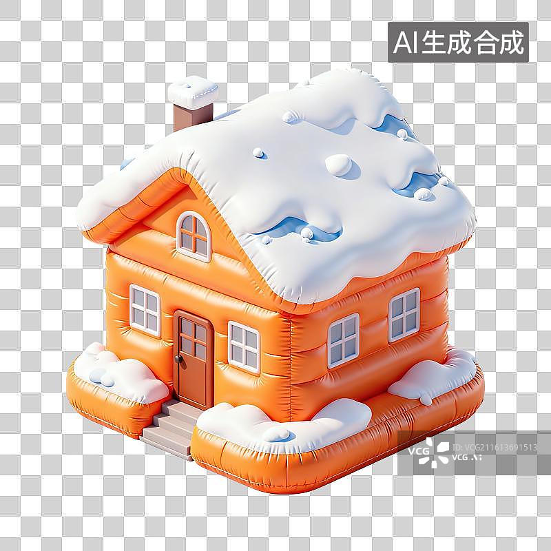 【AI数字艺术】冬天房子插画图片素材