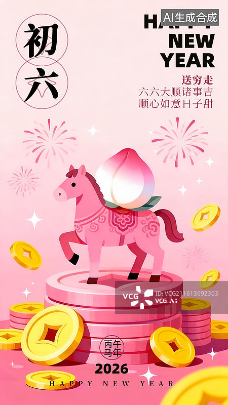 【AI数字艺术】春节年俗 正月初六 海报图片素材
