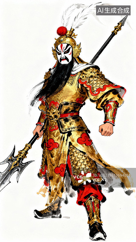 【AI数字艺术】京剧风格三国人物吕布图片素材