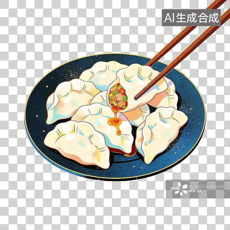 【AI数字艺术】饺子美食插画图片素材