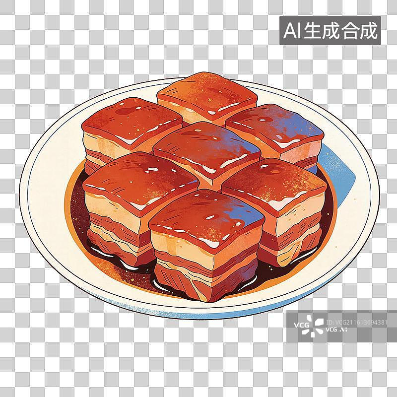 【AI数字艺术】红烧肉美食插画图片素材