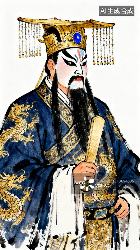 【AI数字艺术】京剧风格三国人物孙权图片素材