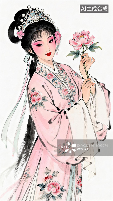 【AI数字艺术】京剧风格三国人物小乔图片素材