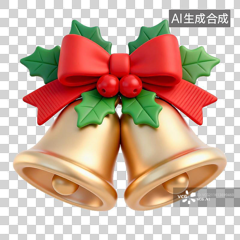 【AI数字艺术】圣诞金铃喜庆风节日装饰场景图片素材