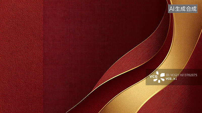 【AI数字艺术】红色背景金色曲线装饰的奢华场景图图片素材