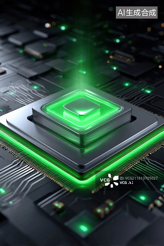 【AI数字艺术】芯片发光图片素材