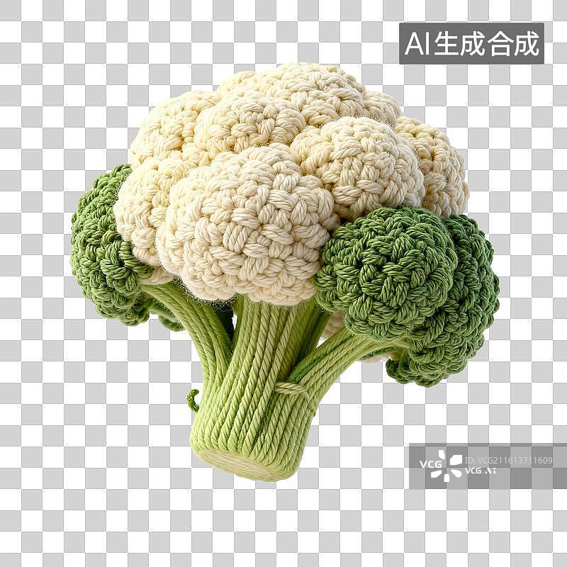 【AI数字艺术】手工钩针编织花椰菜摆件图片素材