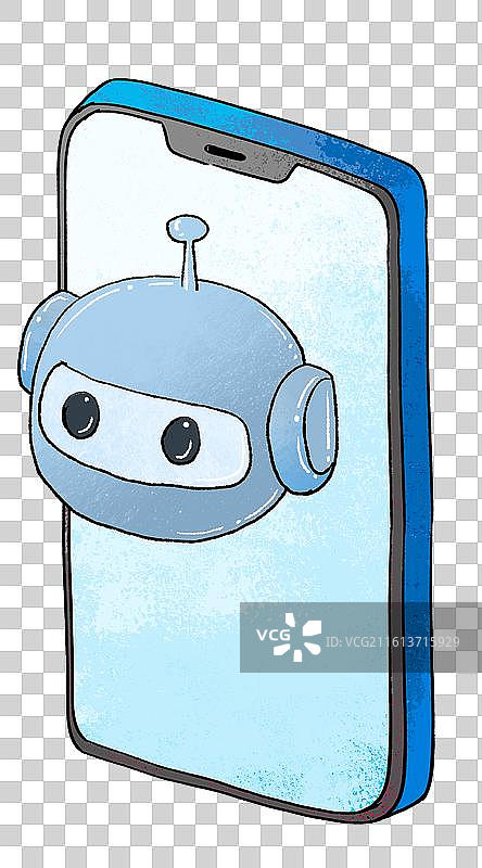 手机里的聊天机器人，漫画免扣元素图片素材