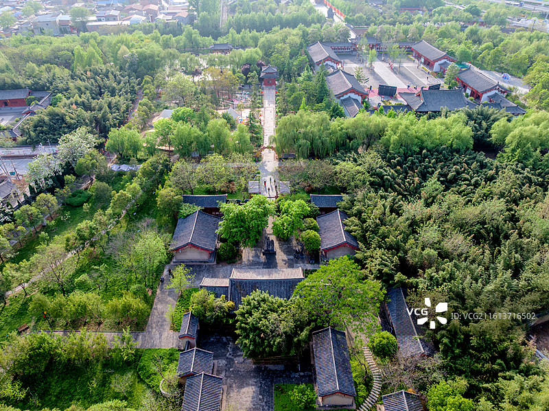 中国河南郑州巩义杜甫故里文化园航拍风光图片素材