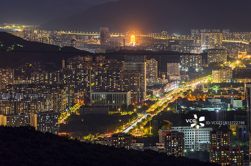 北京门头沟城市夜景建筑全景图片素材