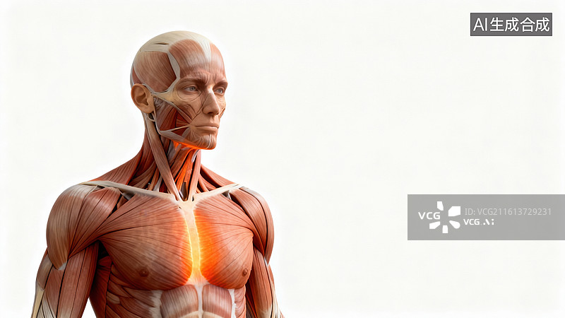 【AI数字艺术】人体肌肉结构示意图图片素材