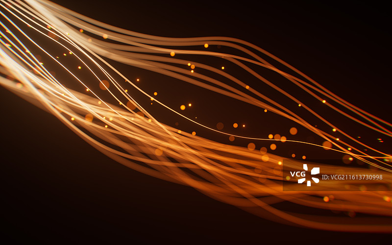 金色发光曲线与粒子三维渲染图片素材