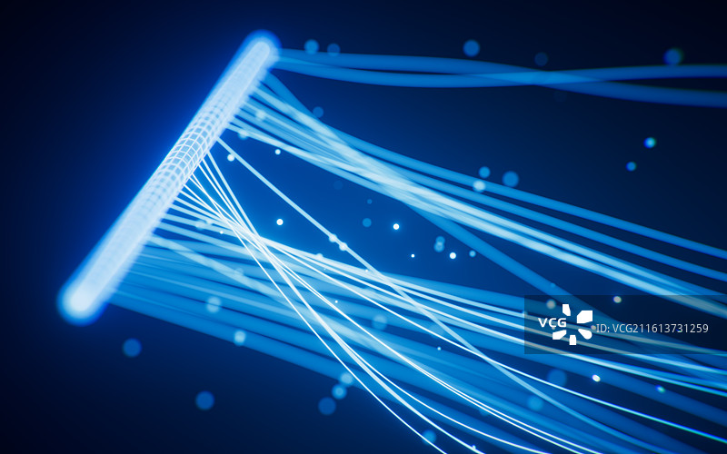 抽象飘动的曲线与粒子三维渲染图片素材