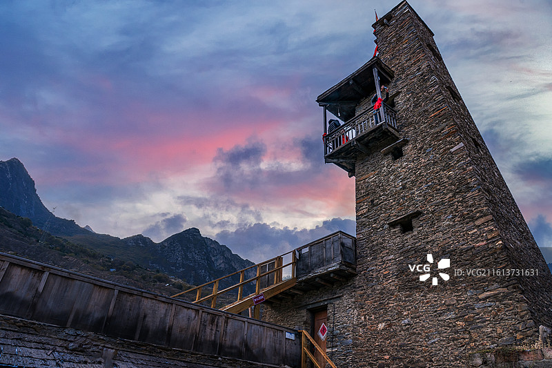 桃坪羌寨碉楼图片素材