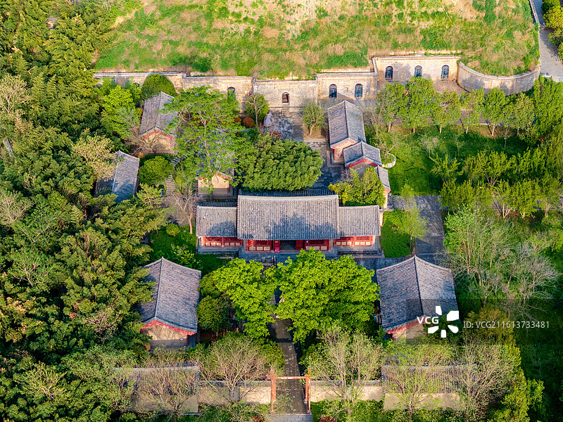 中国河南郑州巩义杜甫故里文化园航拍风光图片素材