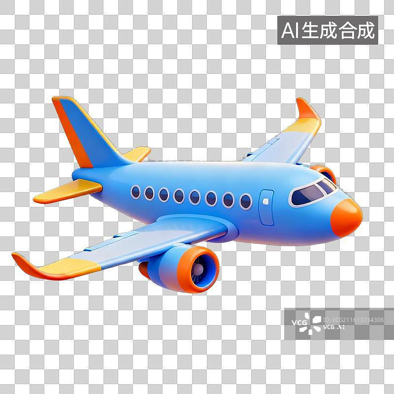 【AI数字艺术】蓝色玩具飞机模型图片图片素材