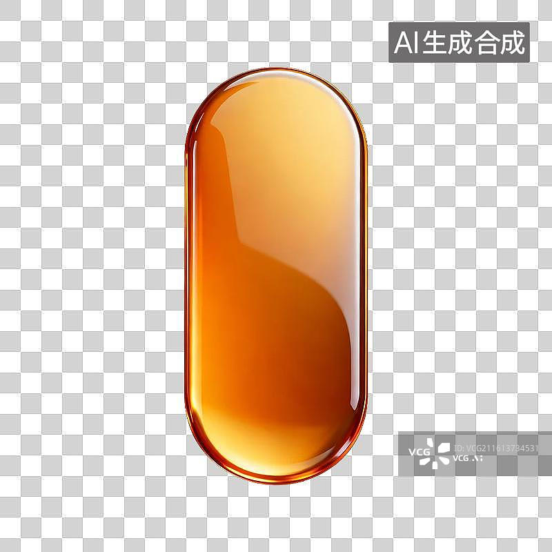 【AI数字艺术】透明琥珀色胶囊状物体图片素材